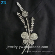 High quality sliver plated princess crystal butterfly bridal combs metal hair accessories